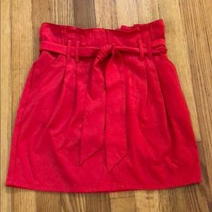 High waist red skirt
